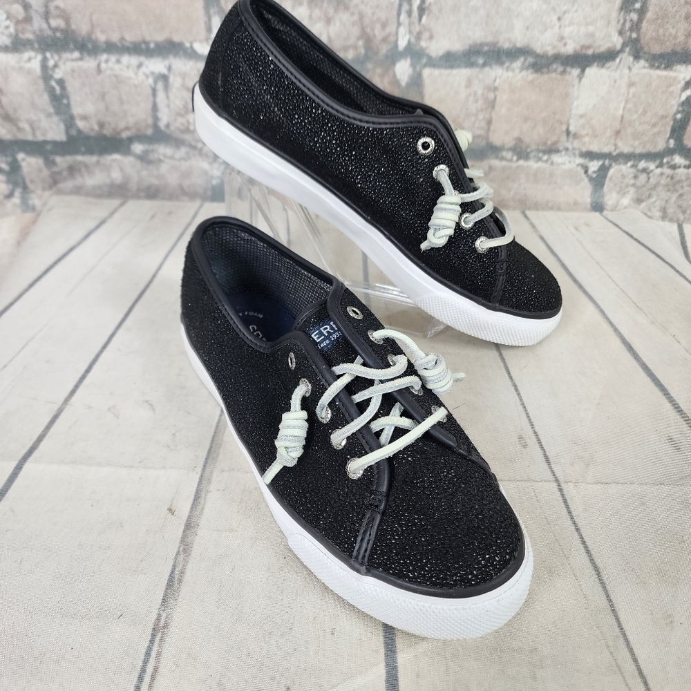 Sperry Top-Siders Seacoast Black Caviar Lace Up Sneaker Size 7 - Picture 6 of 16
